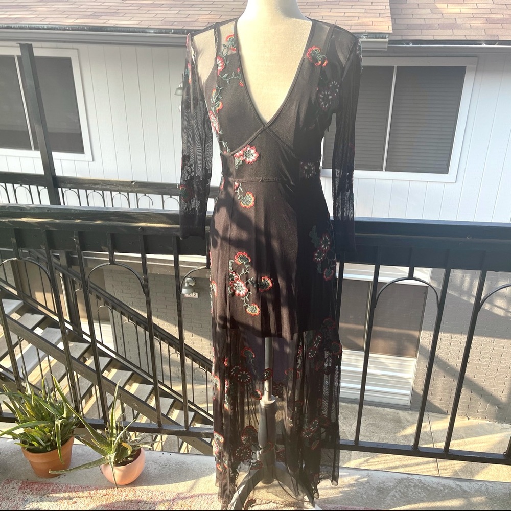 Black lace witchy floral dress